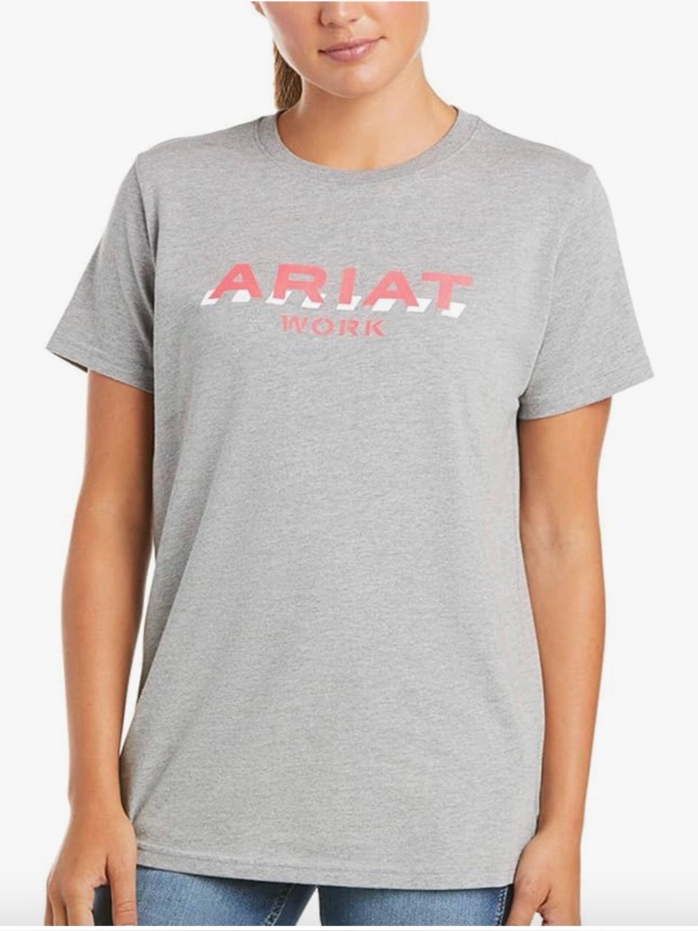 Ariat Gray Tee with Coral Logo